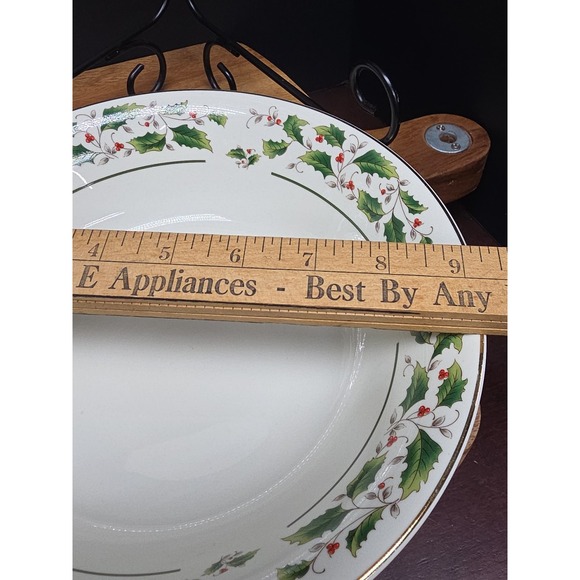 Home for the Holidays Soup Pasta Bowl Set of 4(OR 3) Christmas Holly Gold Rim 8" - Picture 11 of 14